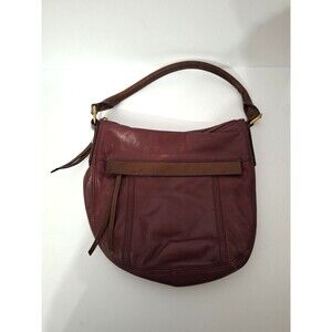 Vintage Y2K Fossil Shoulder Bag Genuine Pebbled Leather Burgundy Brown Boho Hobo